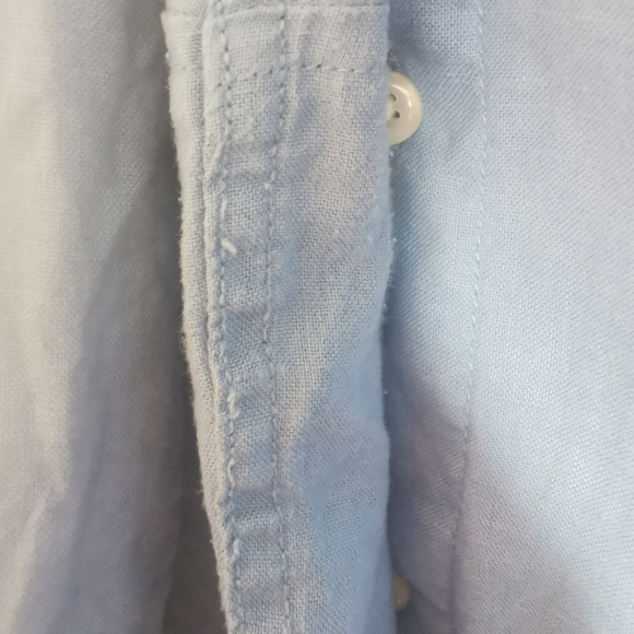 Tristan Light Blue Linen Mens Button-down Shirt Size L - Picture 7 of 9